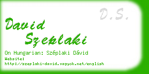 david szeplaki business card